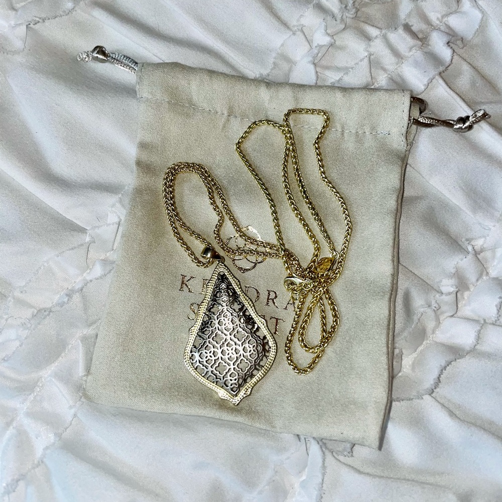 Kendra Scott Aiden Necklace Gold Silver Filigree